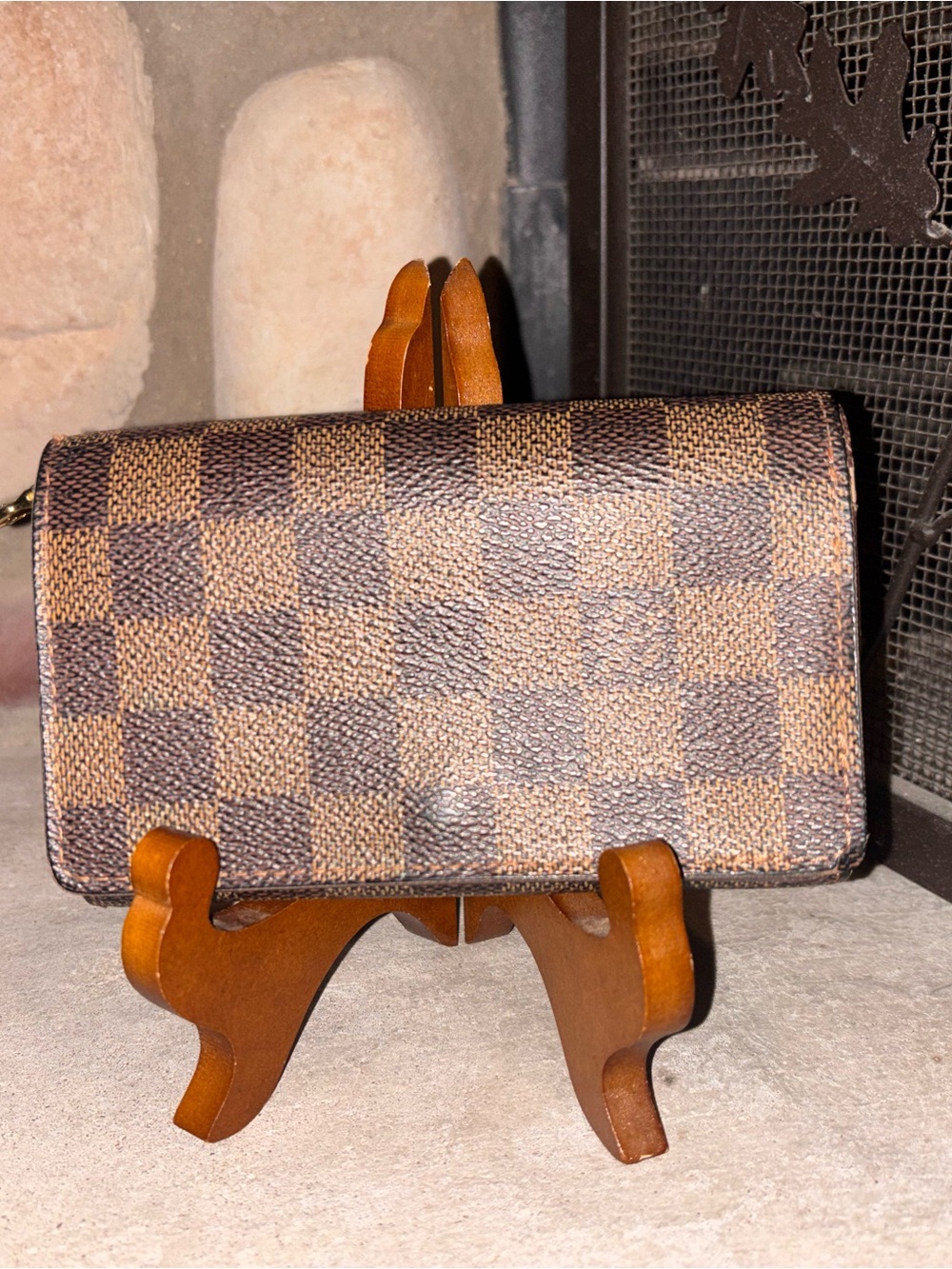 Louis Vuitton Brown Damier Bi-Fold Leather Wallet
